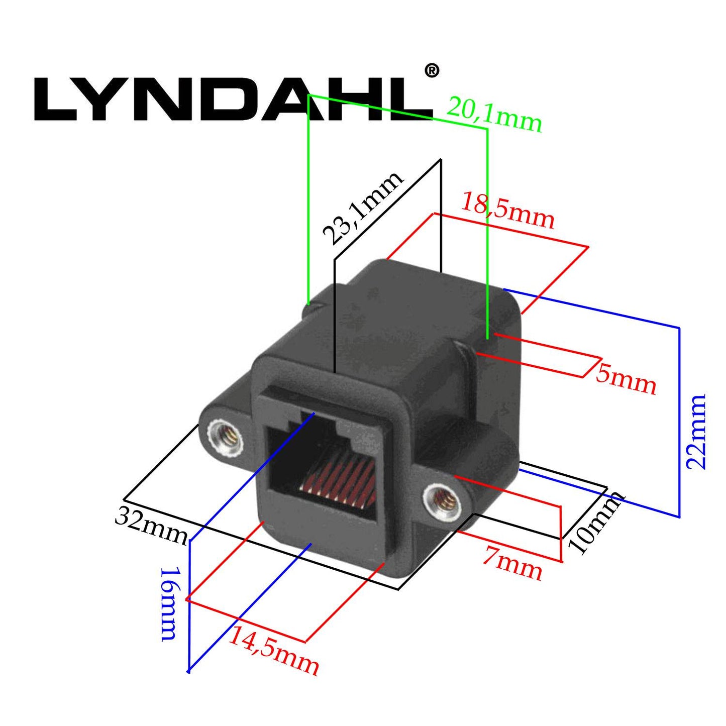 Lyndahl LKPA013 Adapter for front panel mounting RJ45 socket/socket (F/F) CAT 5e