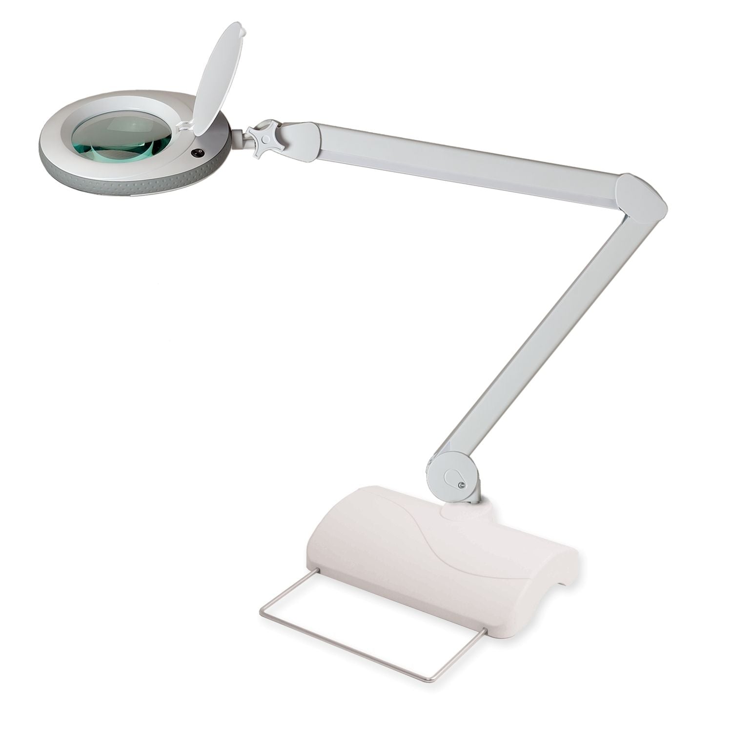 RECONDITIONNÉ - Lumeno 7218GR lampe-loupe/lampe de poste de travail grise avec statif de table 8 dpt