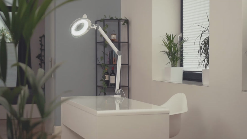 Lumeno LED Magnifying Lamp Series 8213/8215 with 127 mm Lens and Adjustable Brightness, Grey