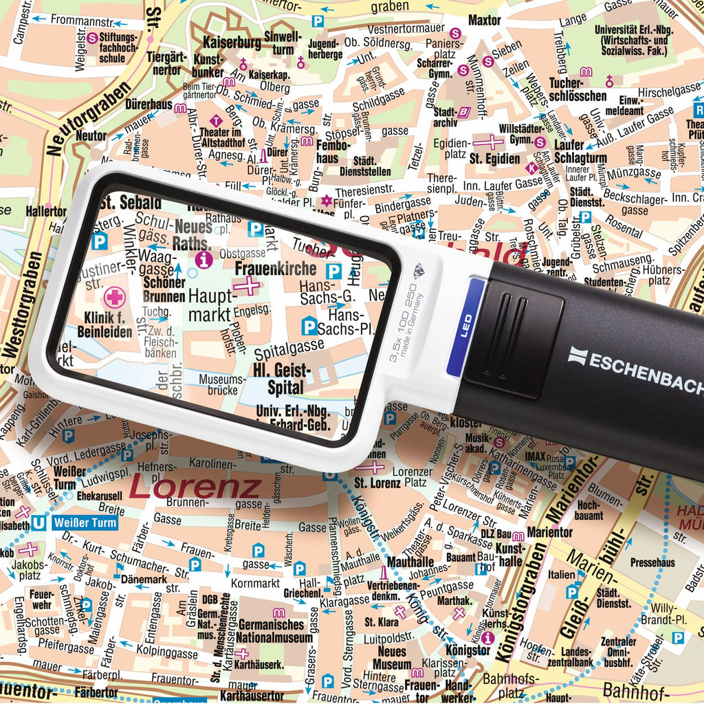 Eschenbach mobilux LED Reading Magnifier, Rectangular Hand Magnifier with Light, Various Variants