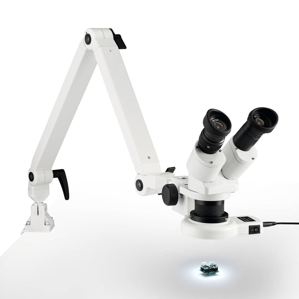 Eschenbach Stereo Mikroskop 10x 20x mit LED-Ringleuchte und Gelenkarm