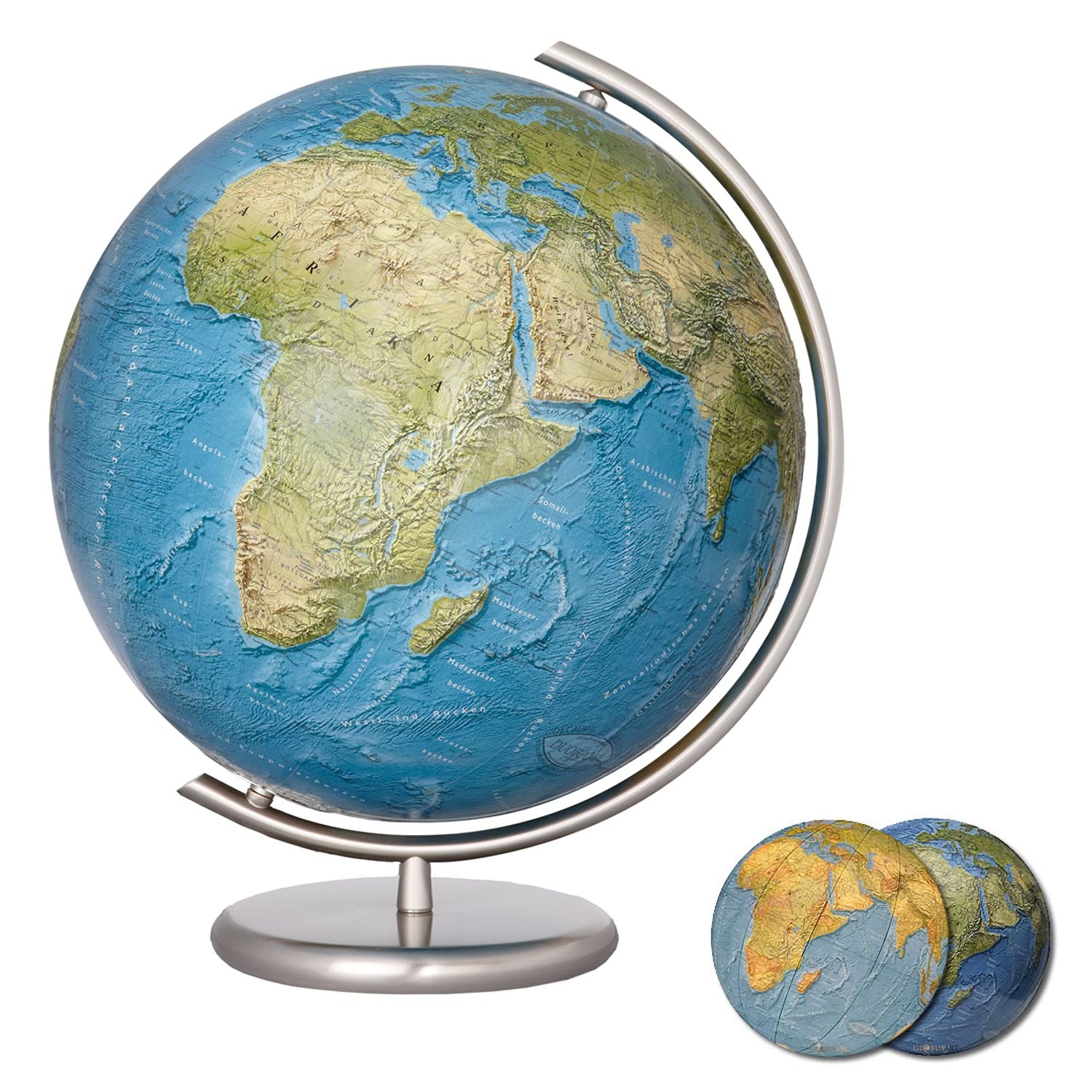 Columbus DUORAMA Illuminated Globe, Table Globe, D 400 mm, stainless steel, various versions