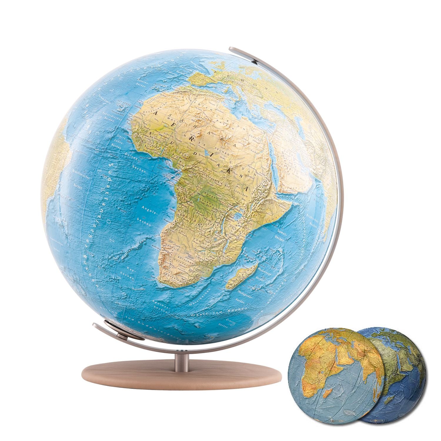 Columbus DUORAMA Illuminated Globe, Table Globe, D 400 mm, stainless steel, various versions