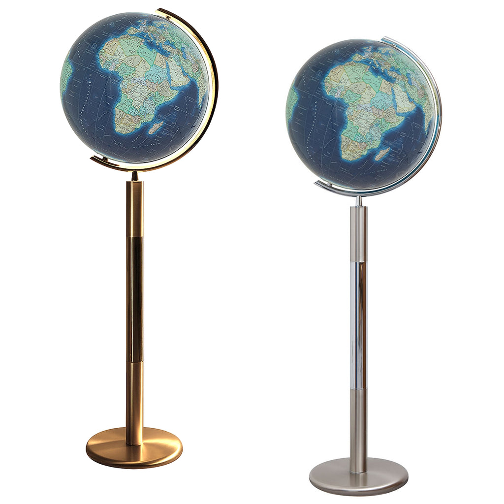 Columbus DUO Azzurro Standglobus aus Kristallglas