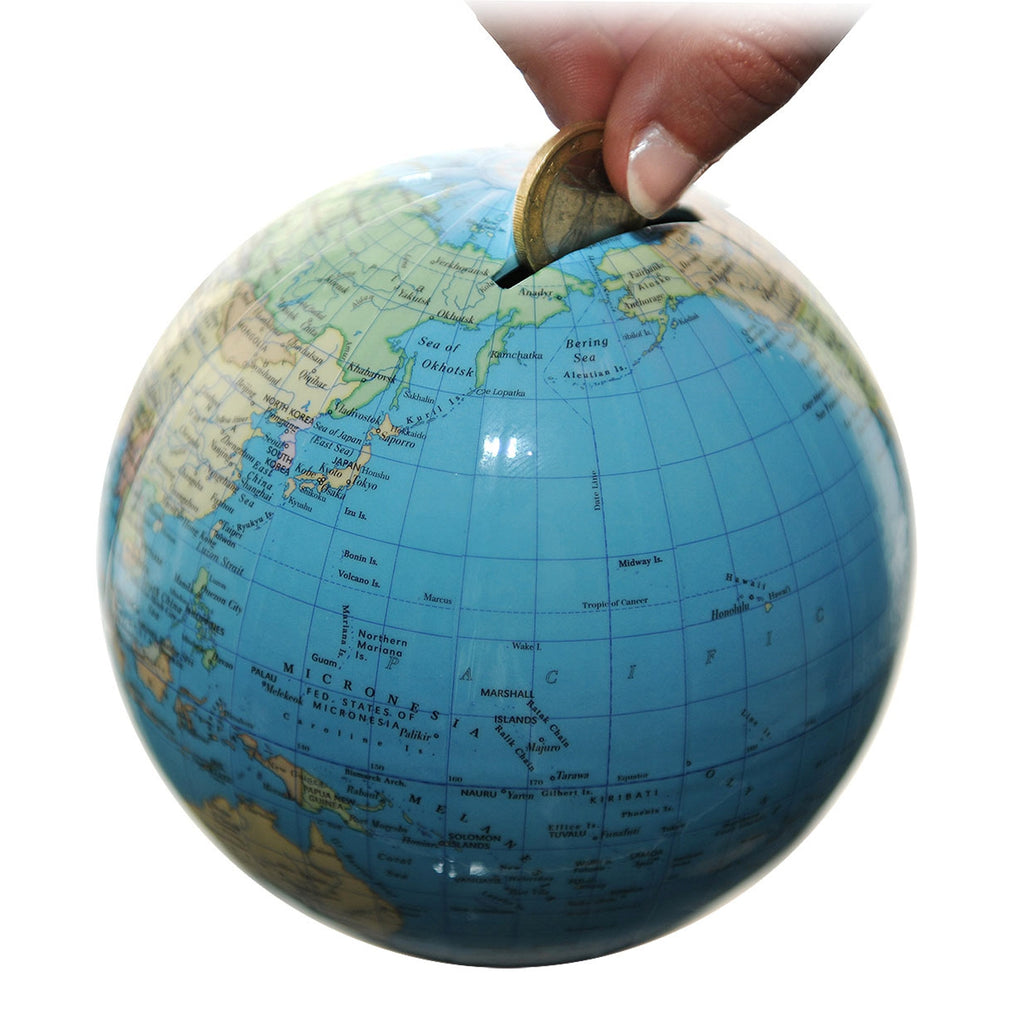 Columbus Mini Globe Money Box, dia. 12 cm, English Map, various variants