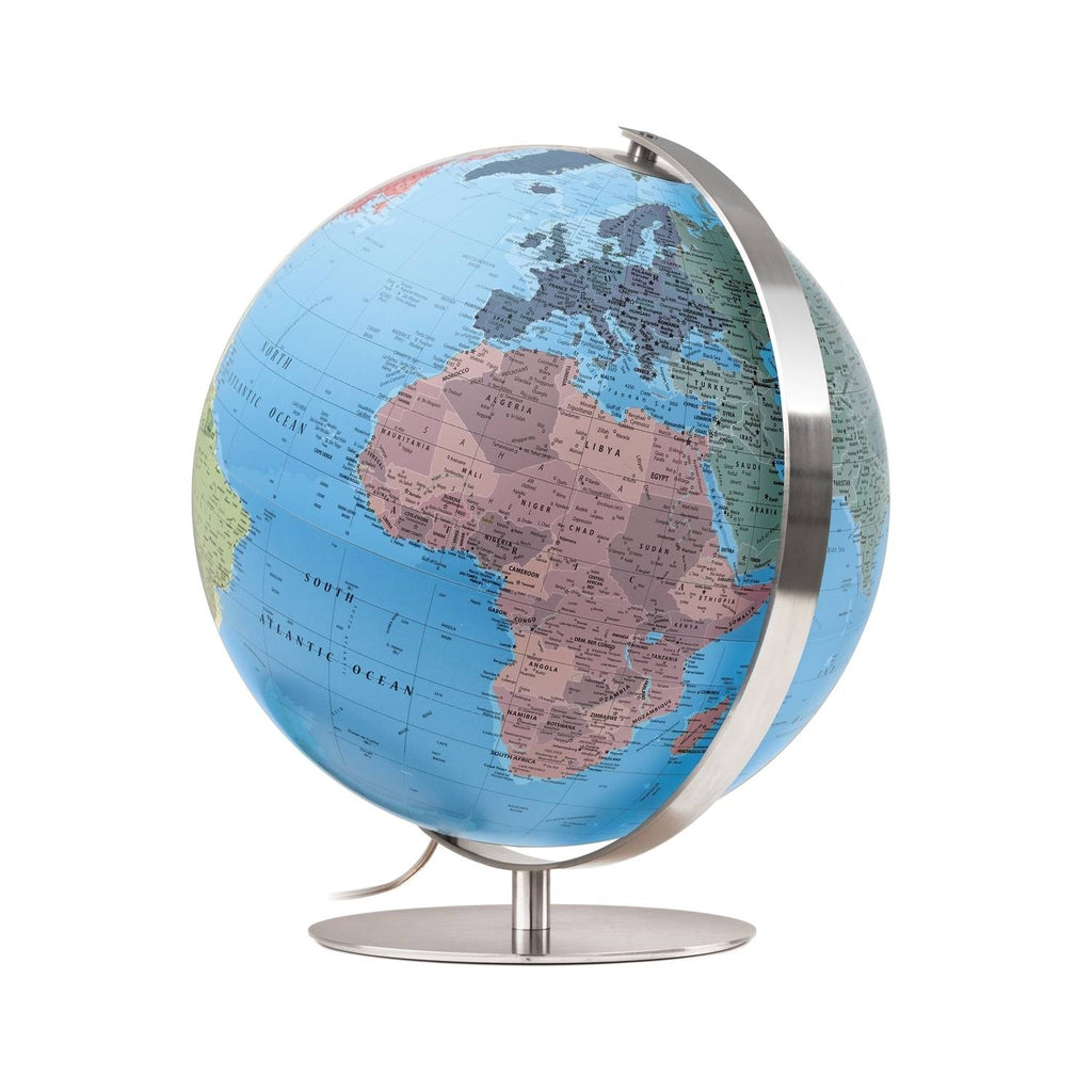 Räthgloben Illuminated Globe, hand-laminated political, 37 cm dia. 42 cm H, various variants