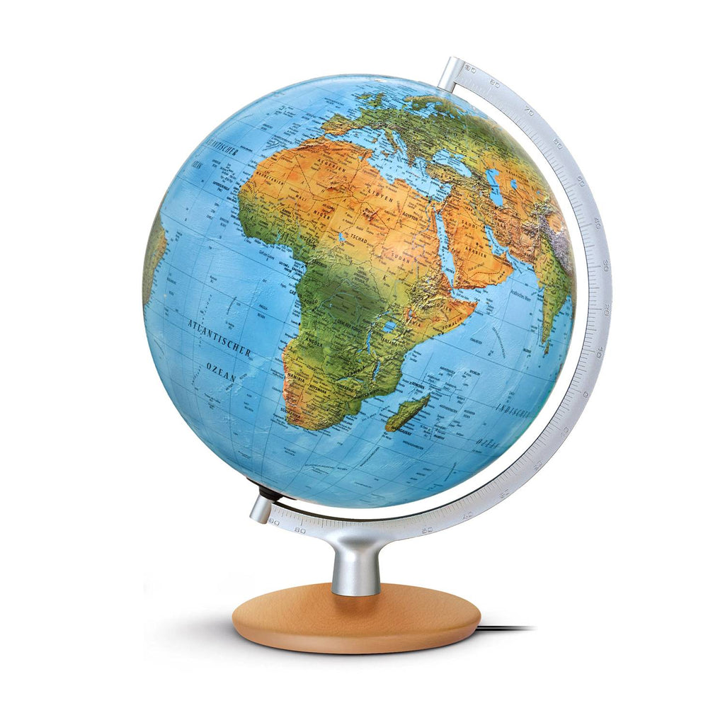 Räthgloben Dual-Image Illuminated Globe, hand-laminated, 30 cm dia. 41 cm H, various variants