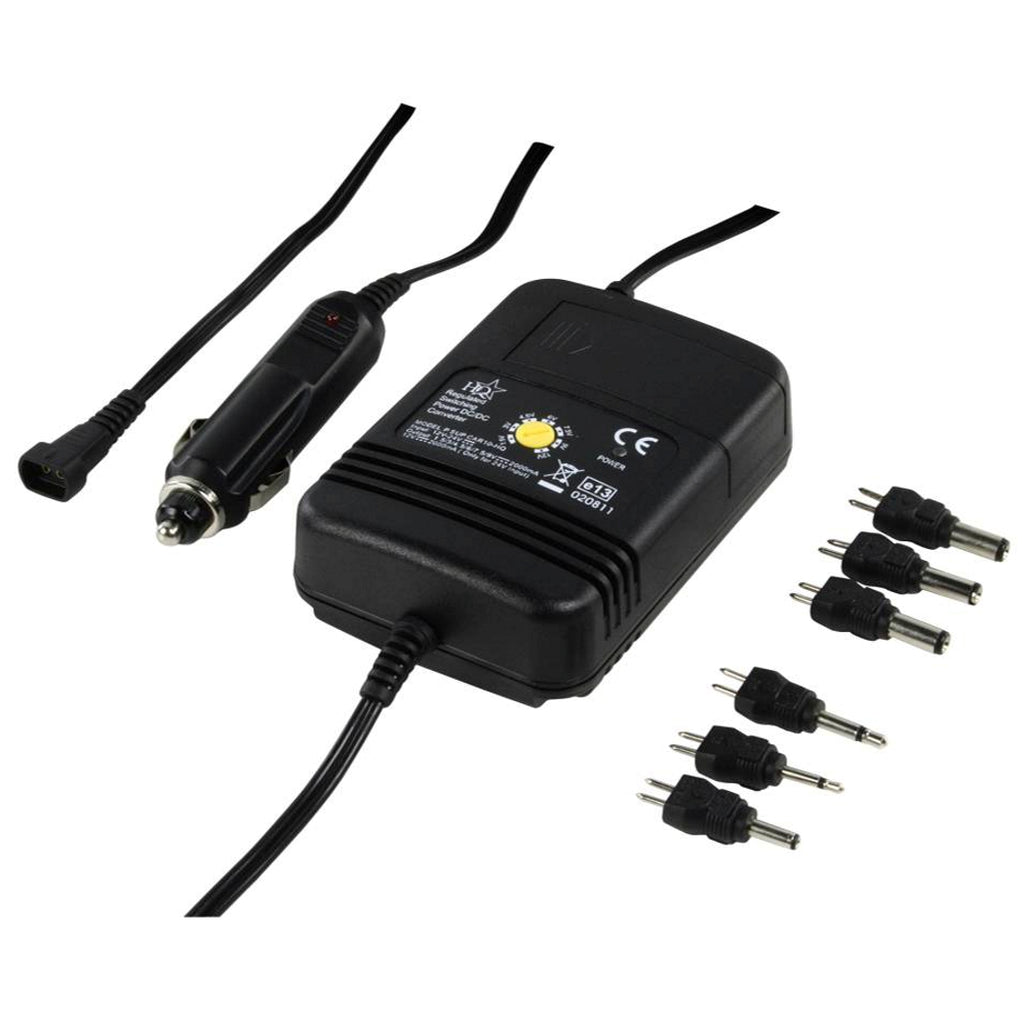 HQ Car Power Supply Unit 1.5 to 12 V max. 2000 mA, with Interchangeable Output Plugs