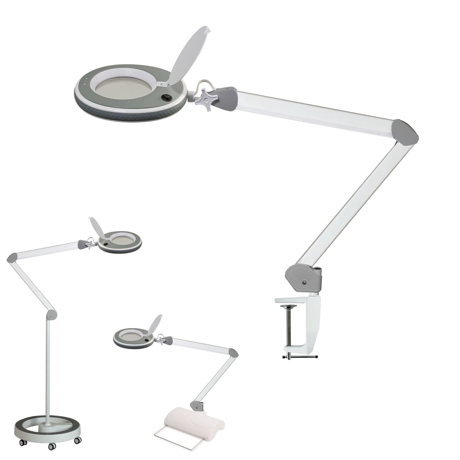 Lumeno LED-Lupenleuchte 821X mit 127 mm Linse in Grau