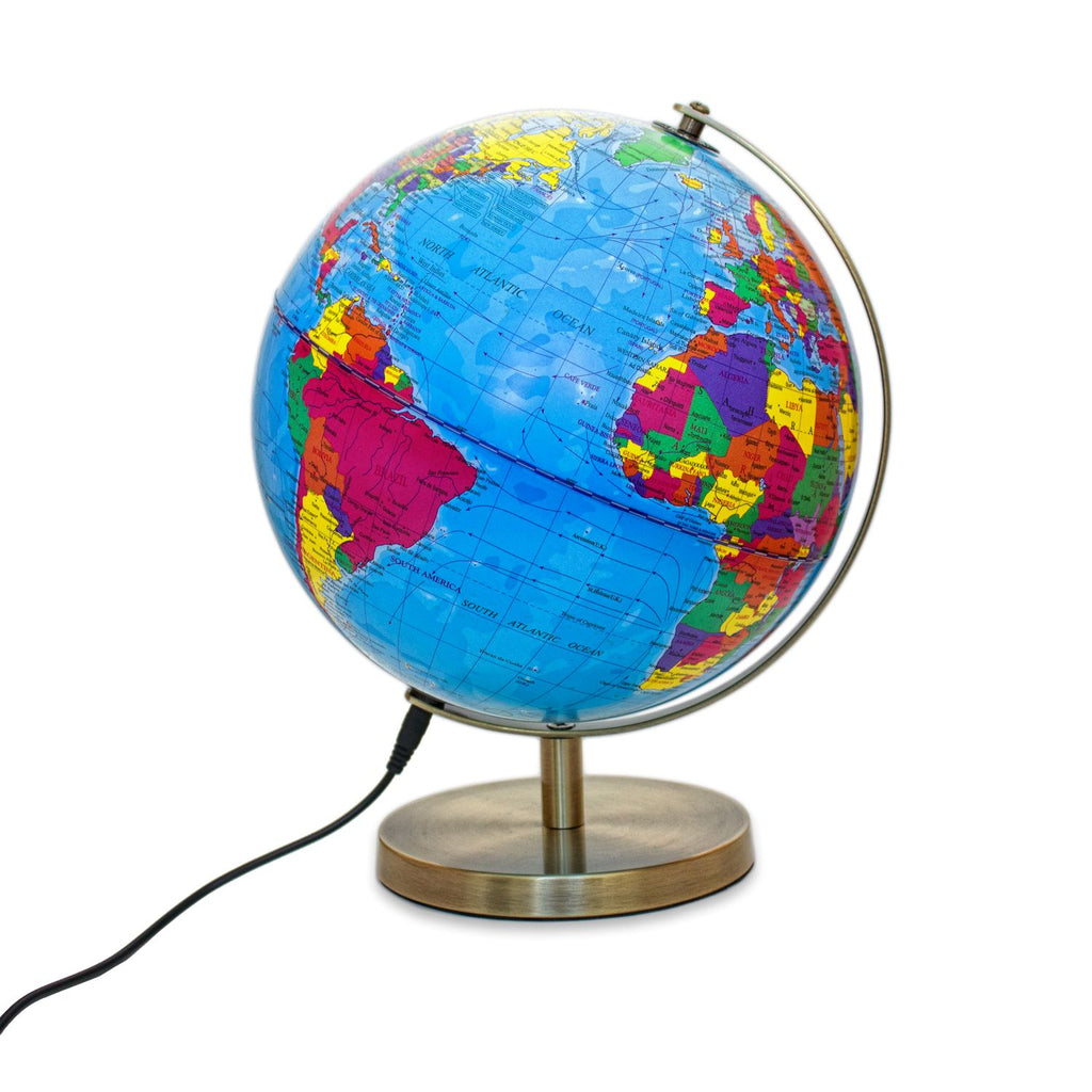 Magellan Albion Illuminated Globe Metal Base and Meridian in Various Colours