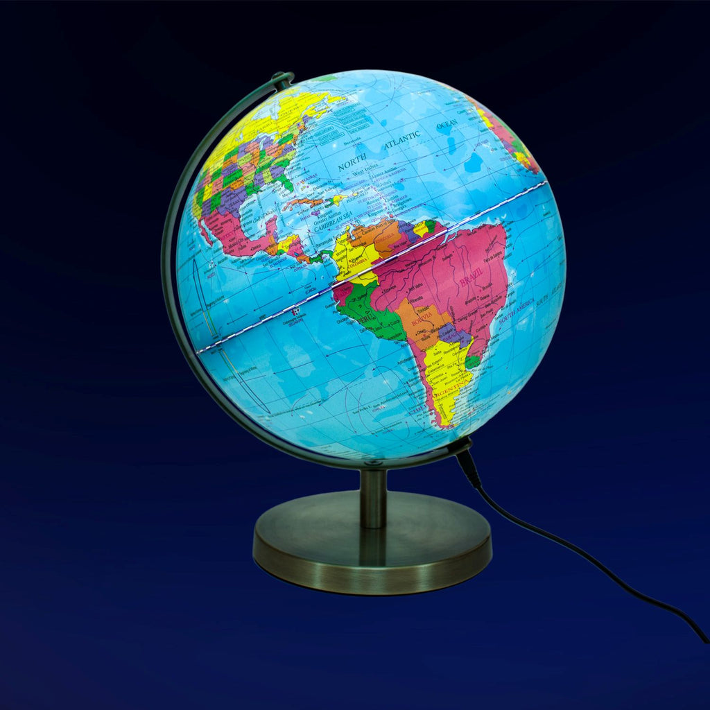 Magellan Albion Illuminated Globe Metal Base and Meridian in Various Colours
